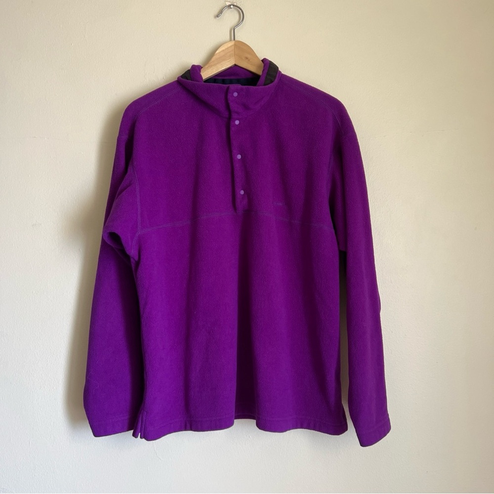 Vintage 90s Patagonia 4-Snap Purple Pullover Fleece Sweater Sz M Made in USA